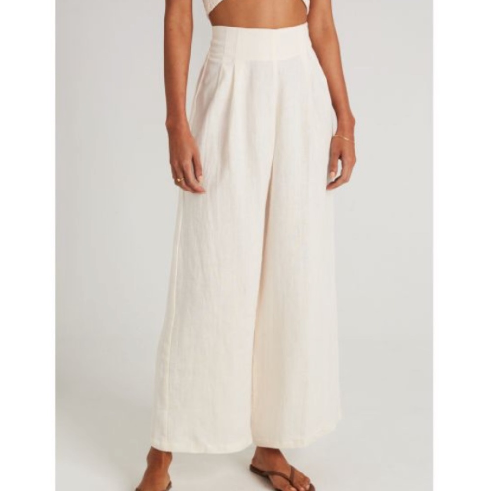 NWT - FAITHFULL THE BRAND - Malta Organic Linen Trousers Ecru - S